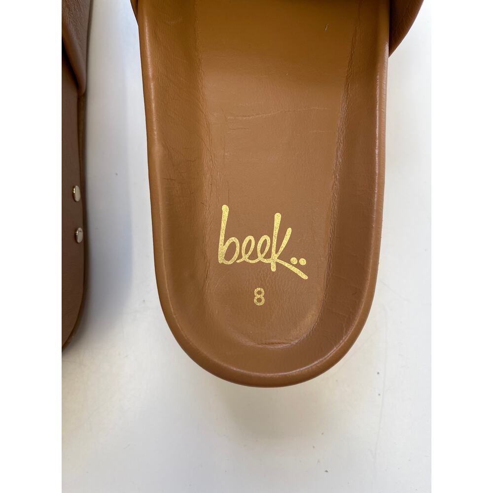 Beek Pelican Platform Leather Sandals Memory Foam Arch Support Honey - Size 8 - Picture 4 of 11